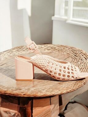 Anthro M4D3 Lane barely nude woven slingback sandal  7.5 M